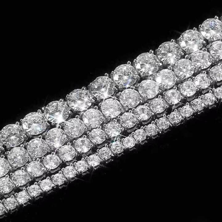 Wholesale Hip Hop Bling Tennis Bracelet 4mm Women Men Elegant 925 Sterling Silver Iced Out VVS Moissanite Tennis Chain