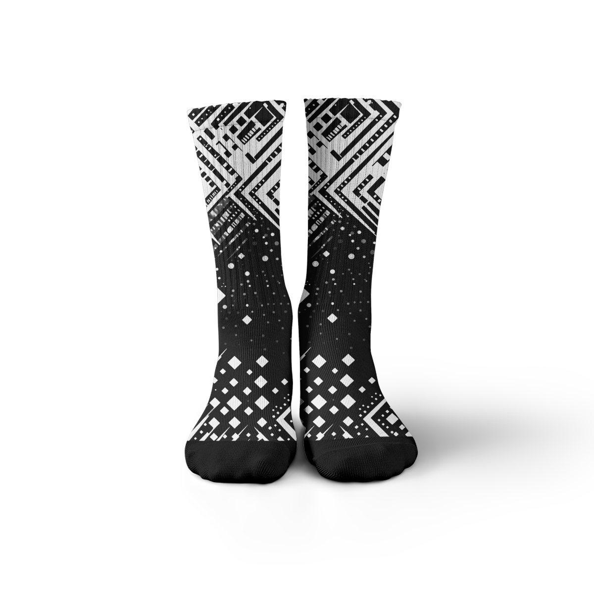 Geometric Tech Pattern Unisex Tube Designer Socks C091