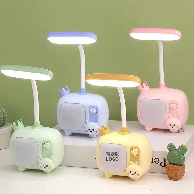 Creative USB LED Night Lights Small TV Desk Lamp Pen Holder Dual Purpose Desktop Girl Heart Cute Atmosphere LED Reading Lamps XJ250725