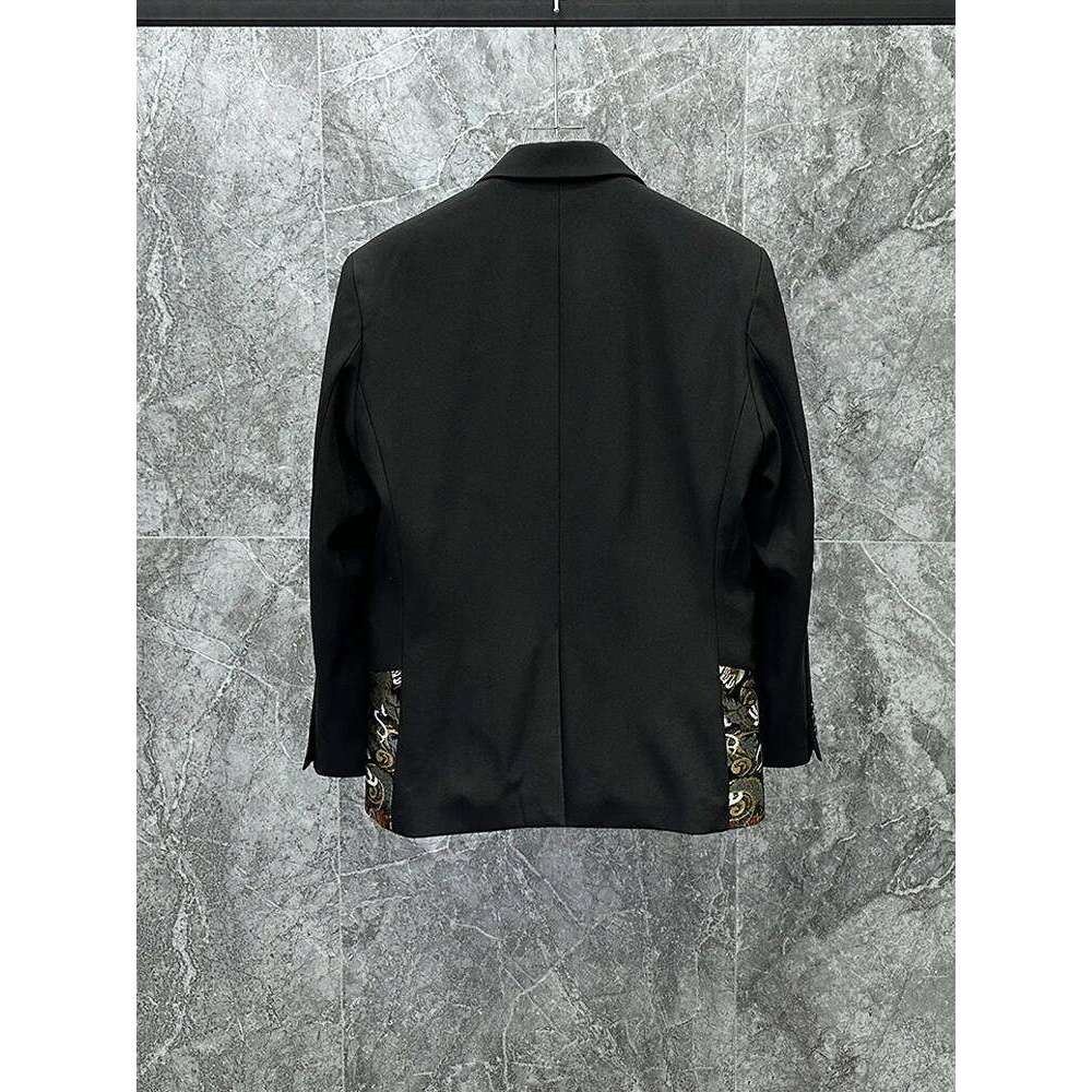 Spring 2025 New Embroidery Splicing Male Long Sleeve Jackets Trendy Handsome Men's Blazers Loose-Fitting Casual Suit Jacket