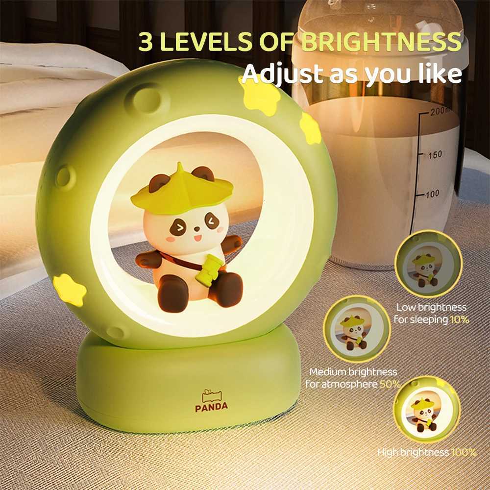 3Style Moon Night Light Cute Rabbit Cat Panda Lamp Room Bedside Decoration USB Rechargeable Cute Animal Gift Warm Soft LightXJ250725