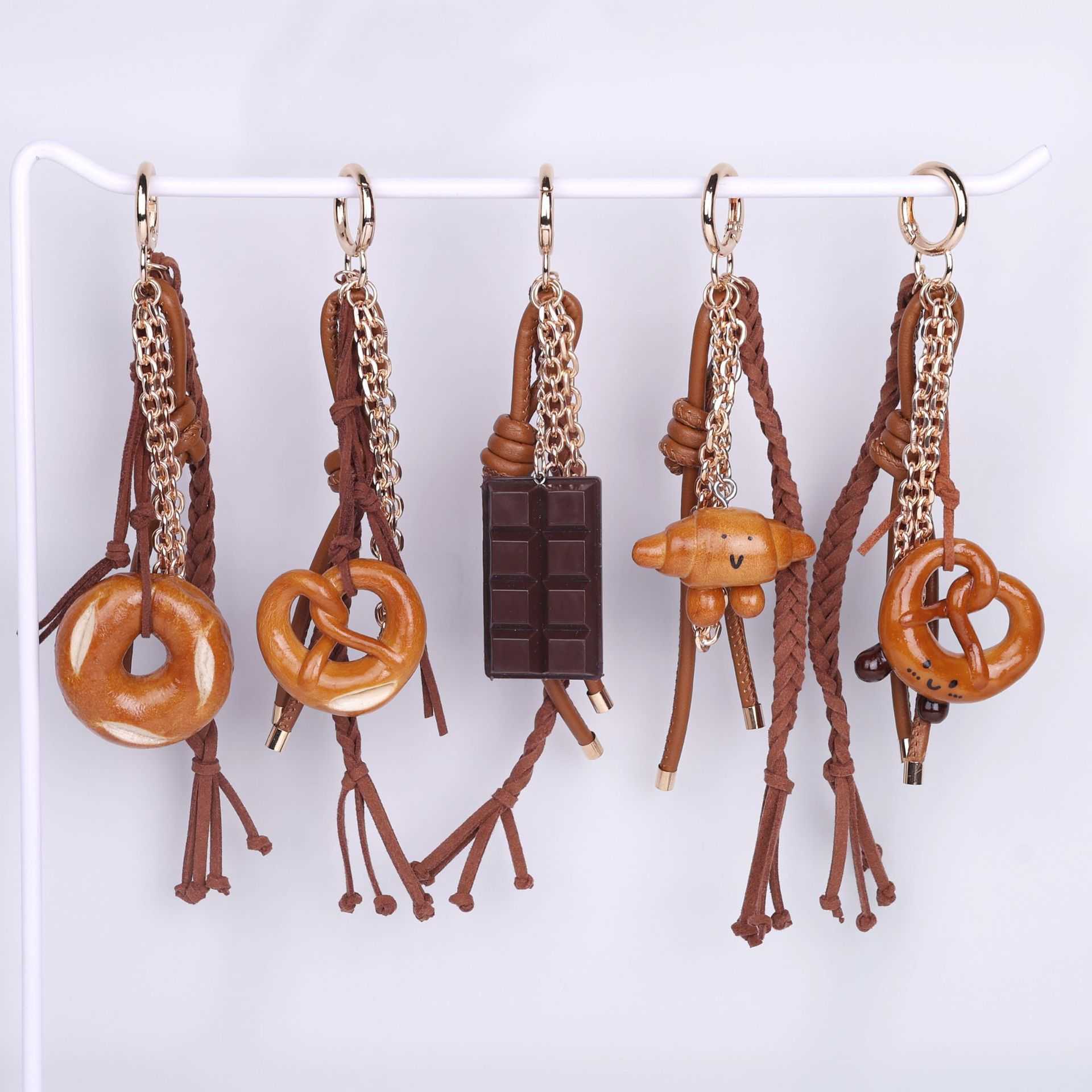 Trendy Ins Style Creative Food-shaped Keychain Bag Pendant Bread Chocolate Accessories 250715