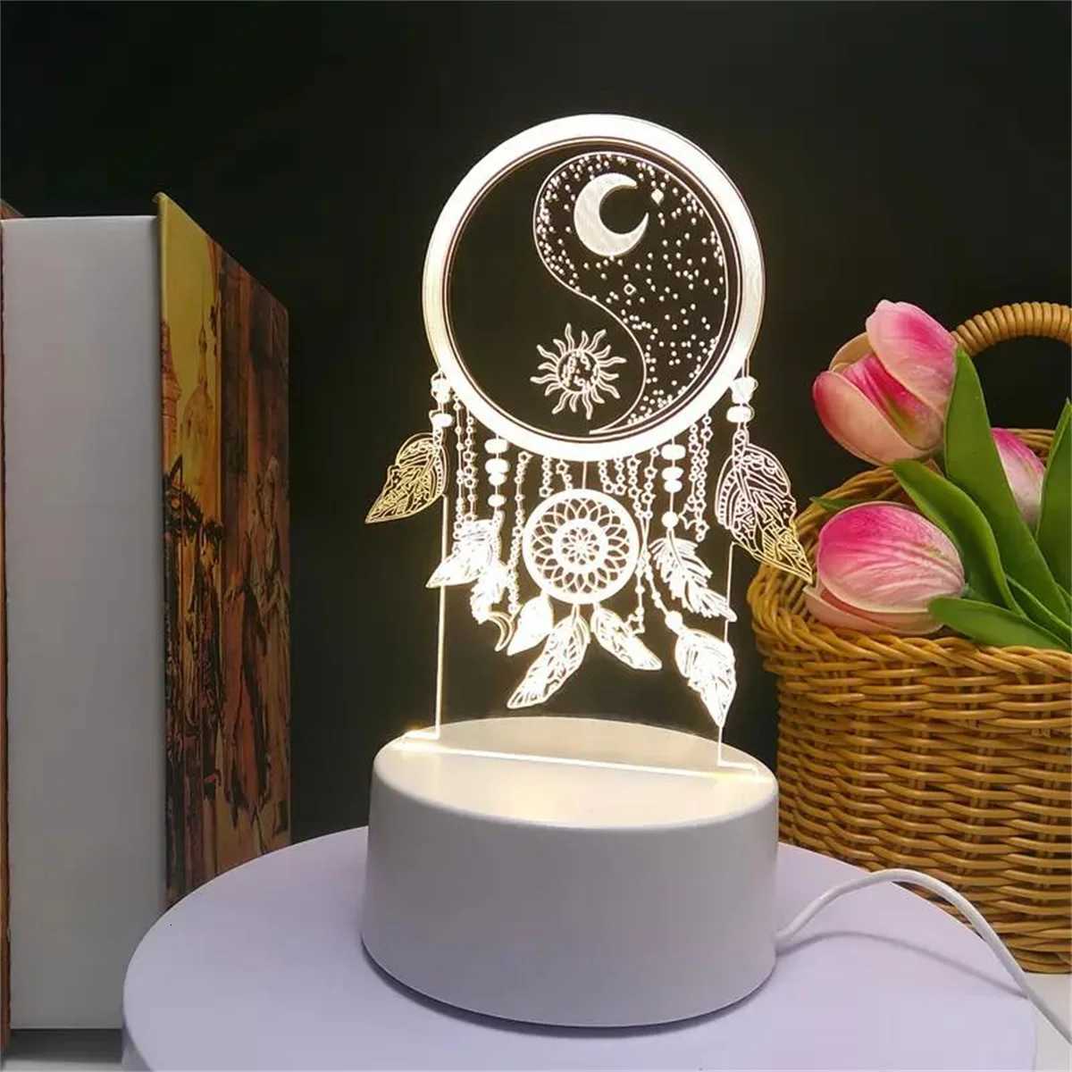 1pc Dream catcher 3D Night Light 3D Optical Illusion Lamp With Touch 7-Color Changing Ambient Light For Bedroom XJ250725