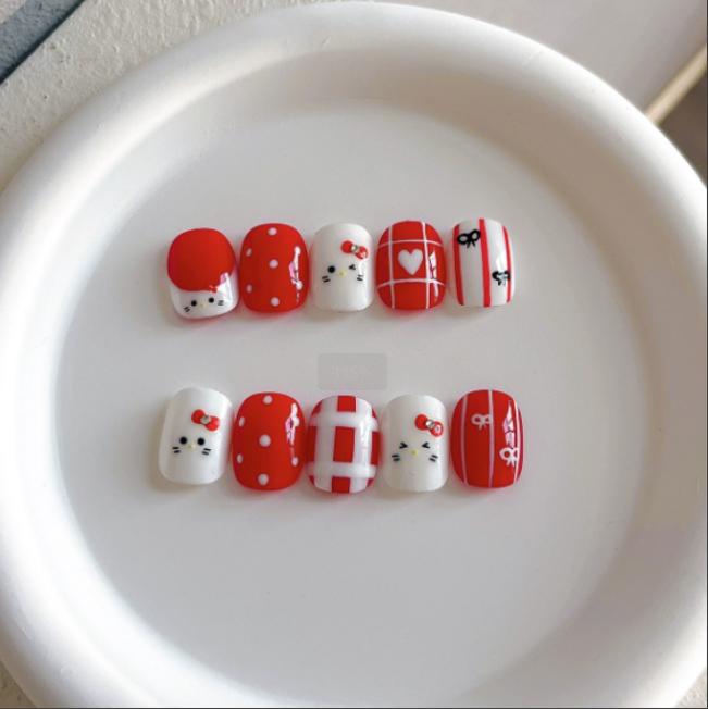 YITU Ant Picture Kitty Bow Cute Expression Nail Sticker Black Series Nail Decoration Sticker YT3919