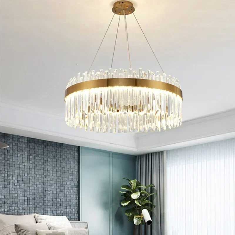 Modern Crystal Ceiling Pendant Lamp for Living Dining Table Room Kitchen Gold Hanging Chandeliers Home Decoration Indoor LightXJ250725
