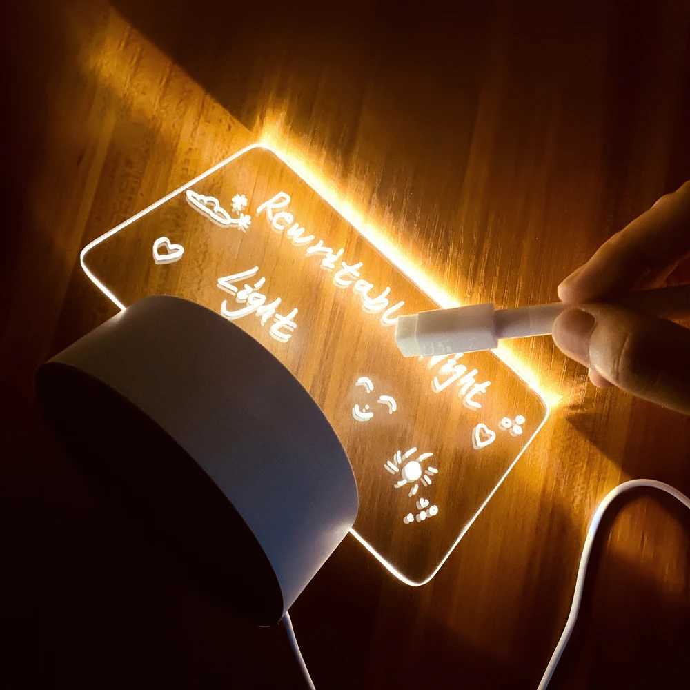 Note Board Creative Led Night Light USB Message Board Holiday Light With Pen Gifts For Children Girlfriend Decoration Night Lamp XJ250725