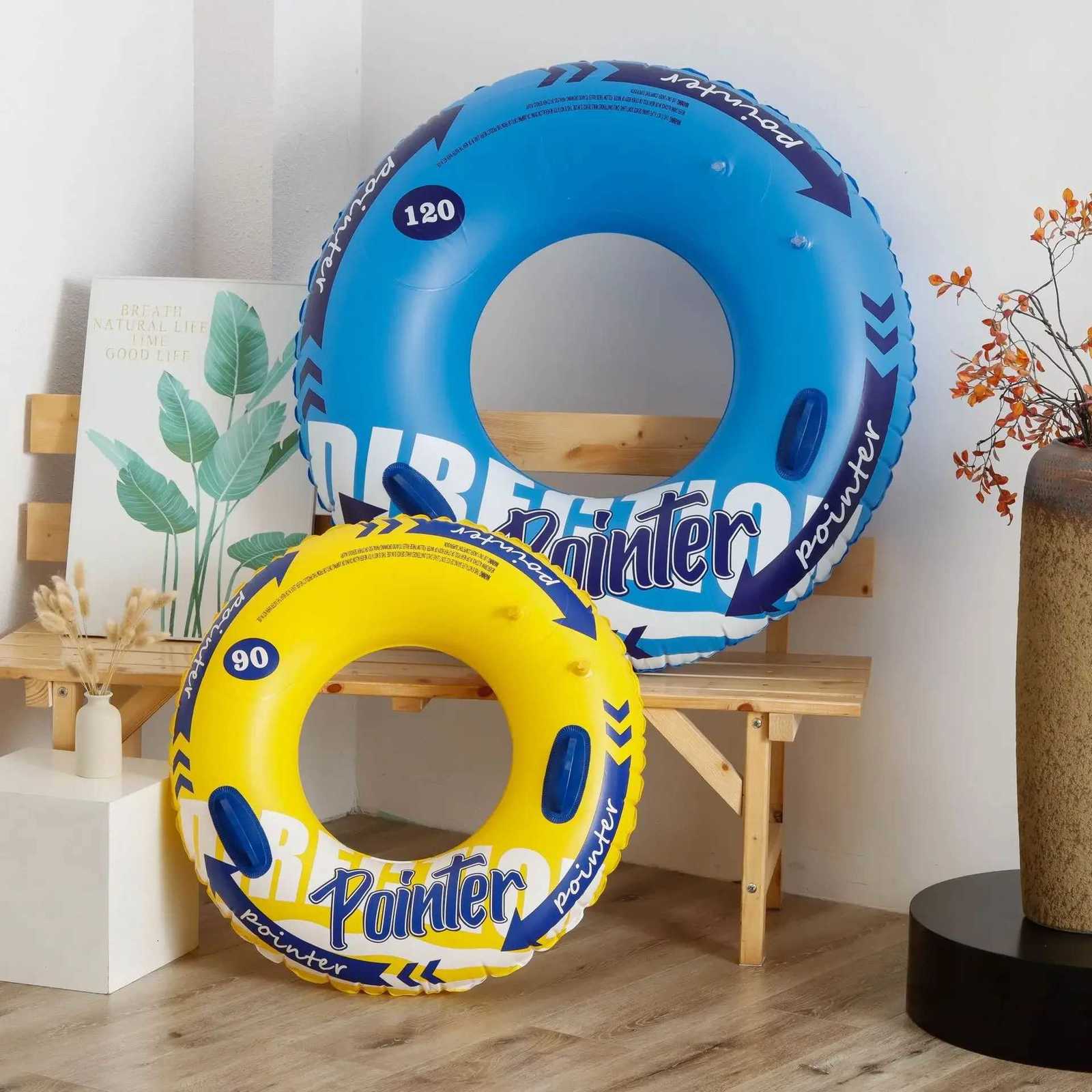 100% Cotton Thickened Swim Ring Float Inflatable Toy With Hand Swimming Ring Tube Adult Swimming Circ Pool Beach Water Play Equipment Y250729