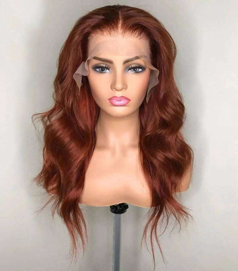 Glueless Orange Body Wave 26 inch Long Soft Ginger Lace Front Wig For Black Women Baby Hair Pre Plucked Heat Resistant Daily