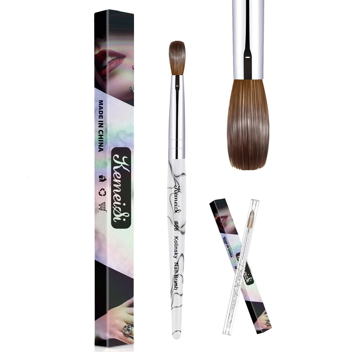 KEMEISI #8-#16 Kolinsky Acrylic Nail Brush Set 3D Pure Handmade Nail Brushes For Acrylic Application Professional Nail Art Brush 250716