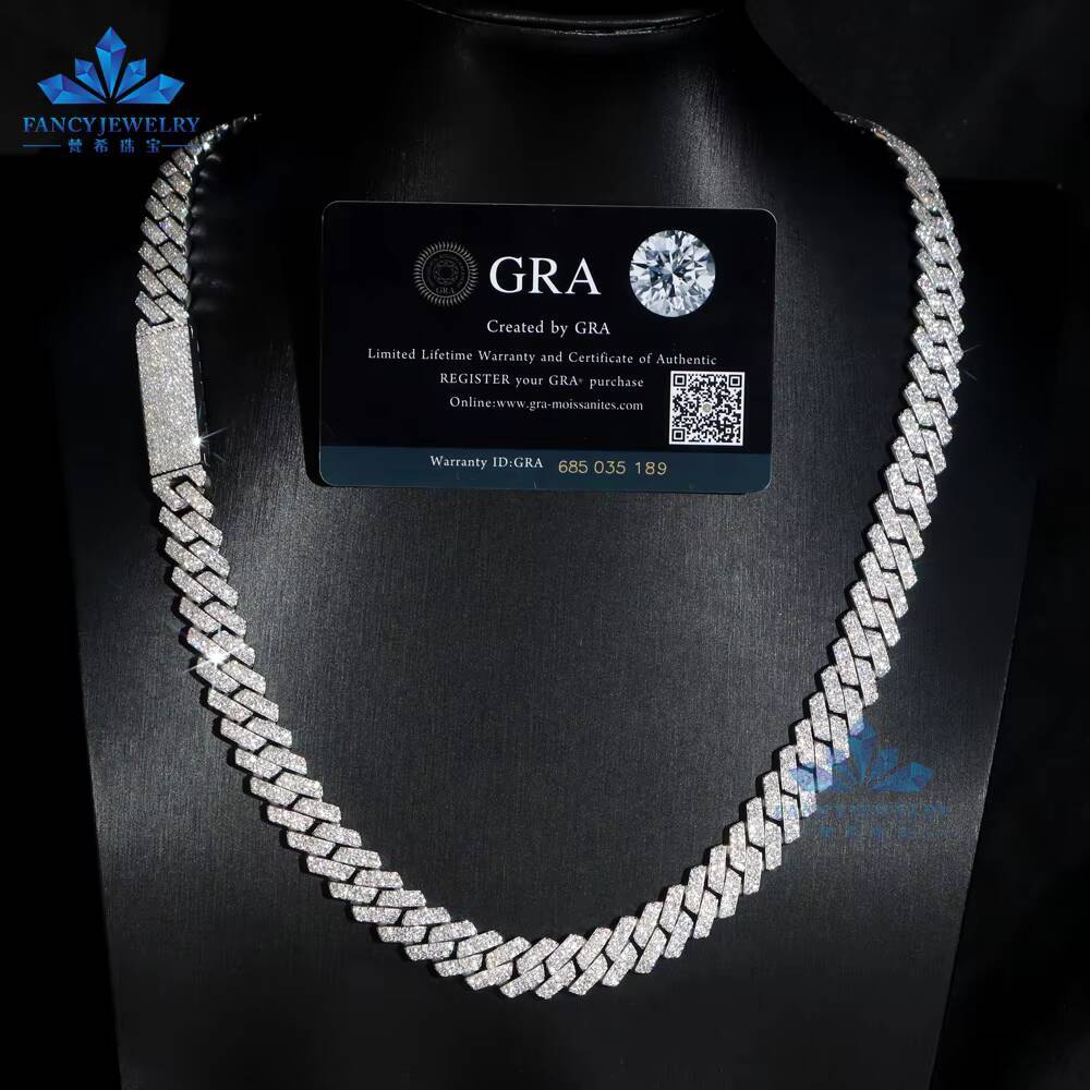 Upscale 8mm Iced Diamond Cuban Link High Quality 925 Silver Vintage Hot Sale Hip Hop Gold Plated Fine Wedding Gift Necklace