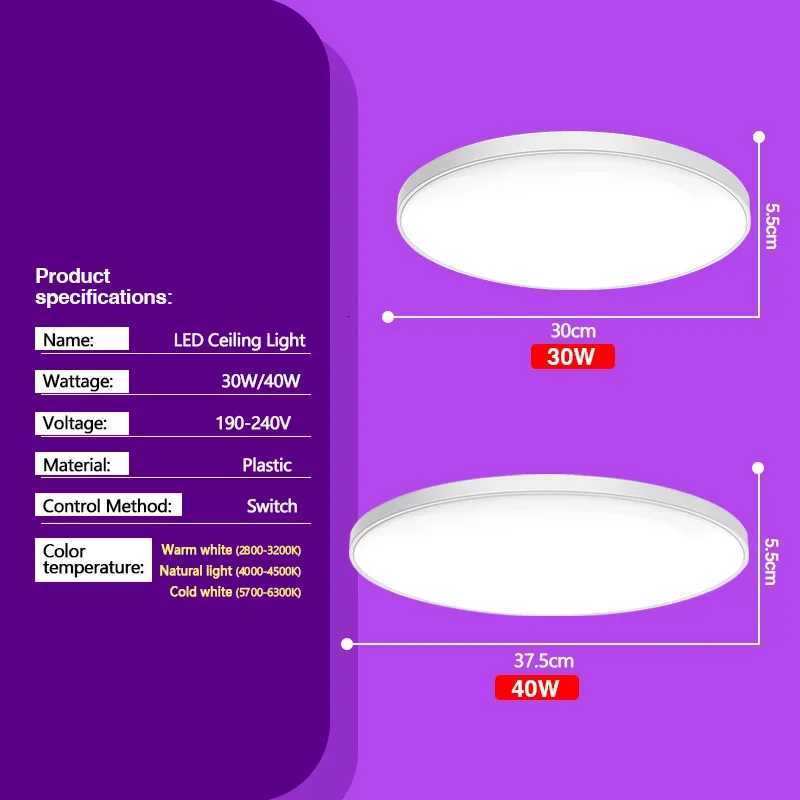 220V Ultrathin LED Ceiling Lights 3-Color CCT Panel Light for Bedroom Kitchen Lighting Round Ceiling Lamp Living Room XJ250725