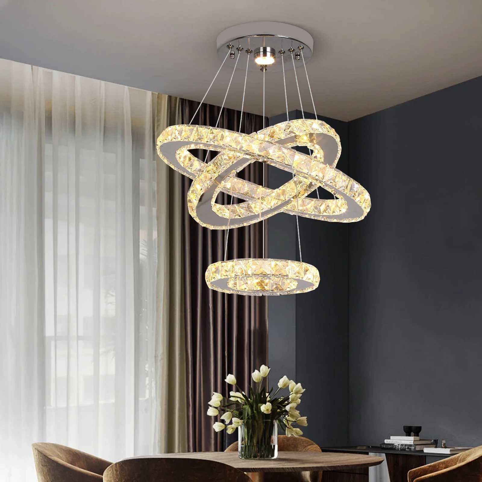 Crystal Chandelier Light Living Room Remote Control Bedroom Pendant Lamps Dining Table K9 Chrome Lustre Ceiling Lamps LuminairesXJ250725