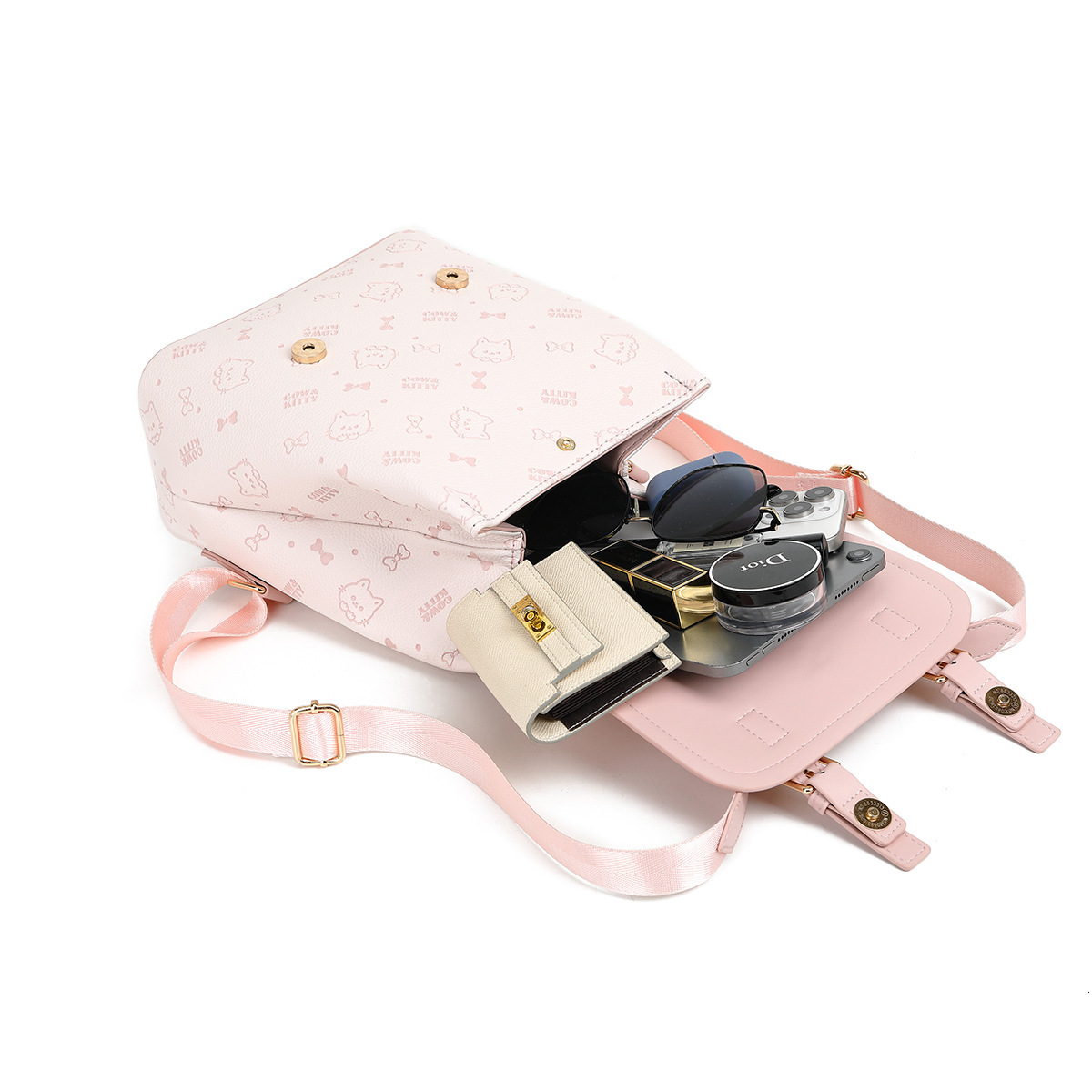 Women's Printed Pink Fashionable Backpack Free Shipping Designer Luxury New Style Portable Crossbody Bag Small And Cute Lightweight And Casual Tr