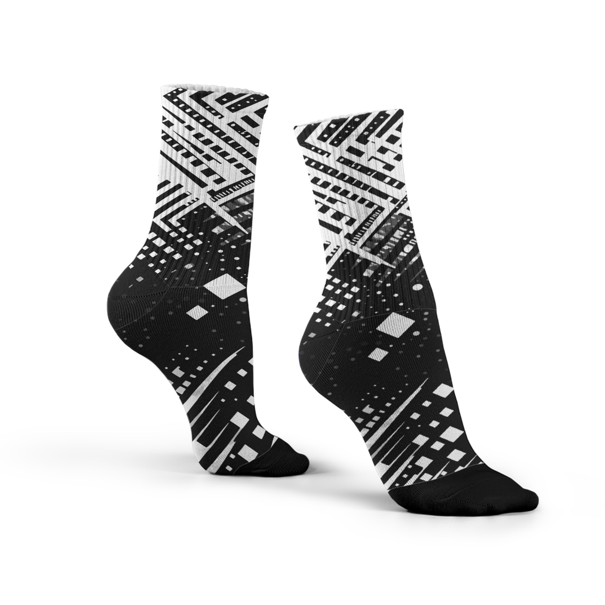 Geometric Tech Pattern Unisex Tube Designer Socks C091