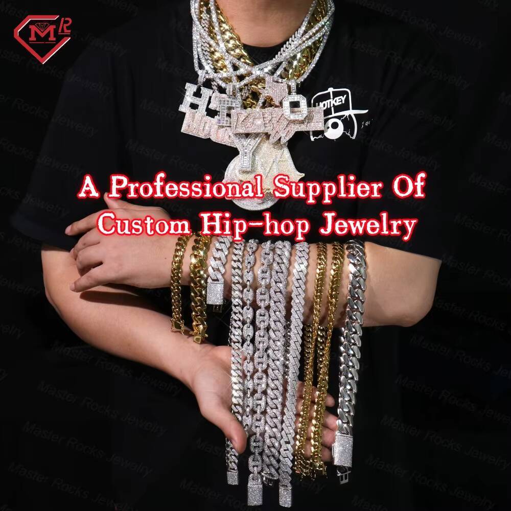 Stock 20MM Miami Moissanite Cuban Chain Hiphop Iced Out Jewelry 925 Silver Cuban Link Chain