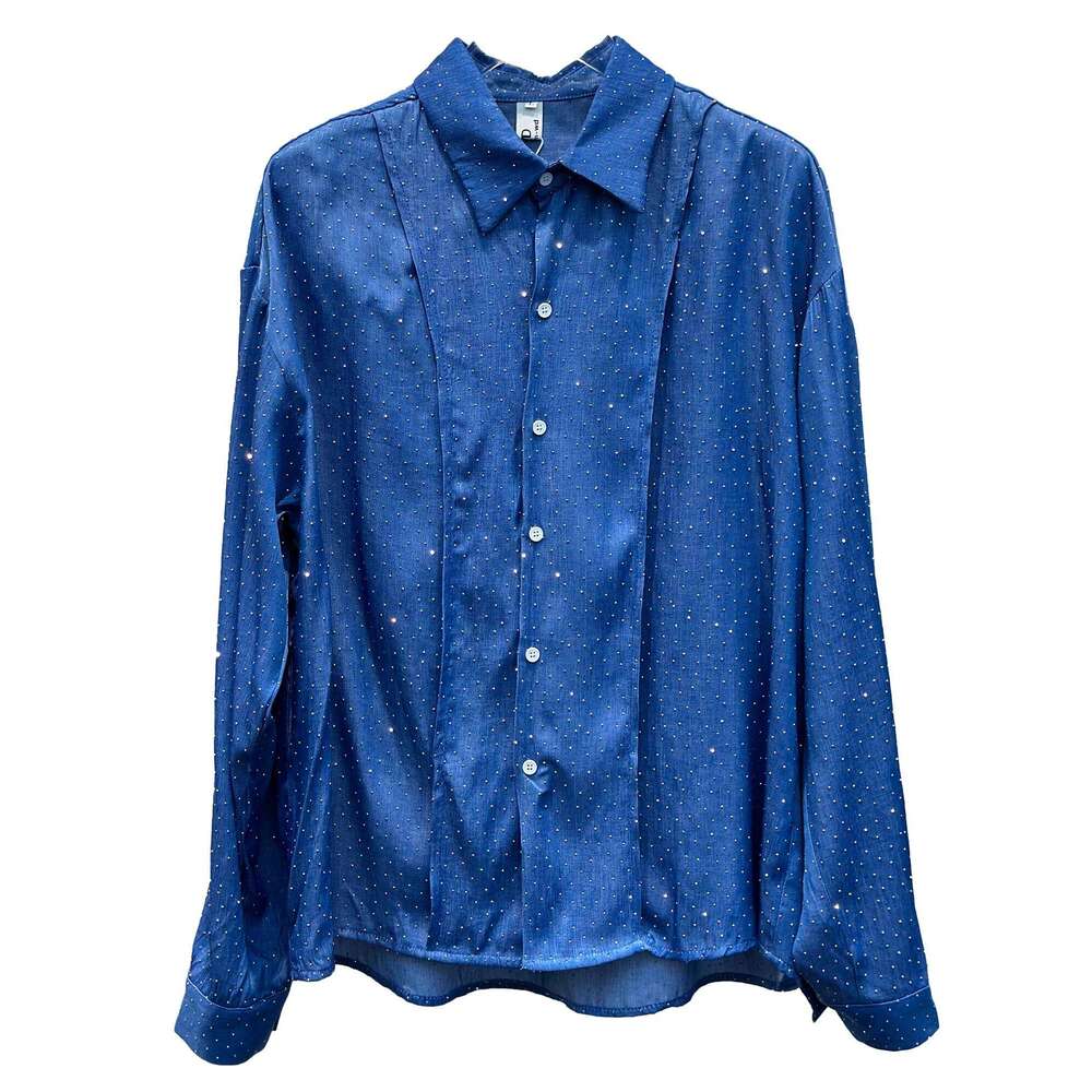 Solid Color Long-Sleeve Shirts Men's High-End Babysbreath Hot Dia Design Tops Fashion Personality Loose Handsome Shirt