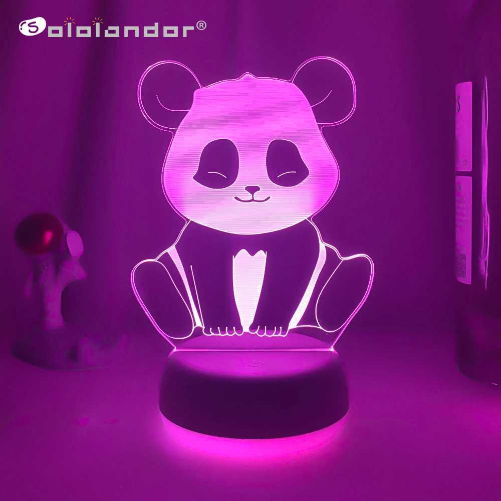 3D Panda LED Novelty Light 7 Colors Battery Operated USB Night Lamp Indoor Cute Decoration Bedroom Table Lamp XJ250725