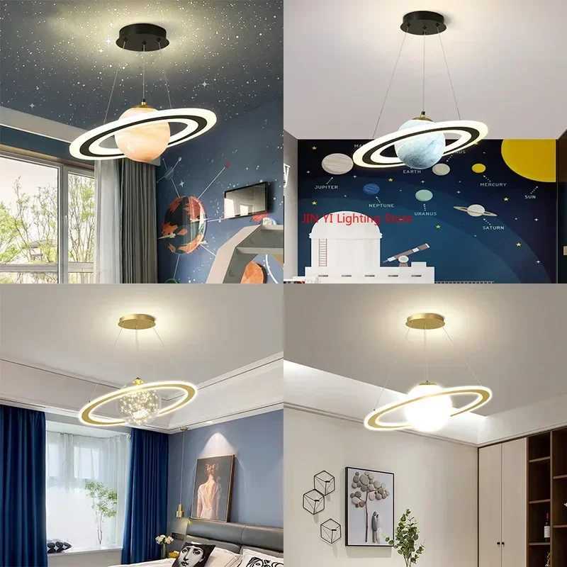 Acrylic Planet Pendant Lamp for Living Bedroom Kitchen Children Room Space Star Indoor Hanging E27 Changeable Light XJ250725