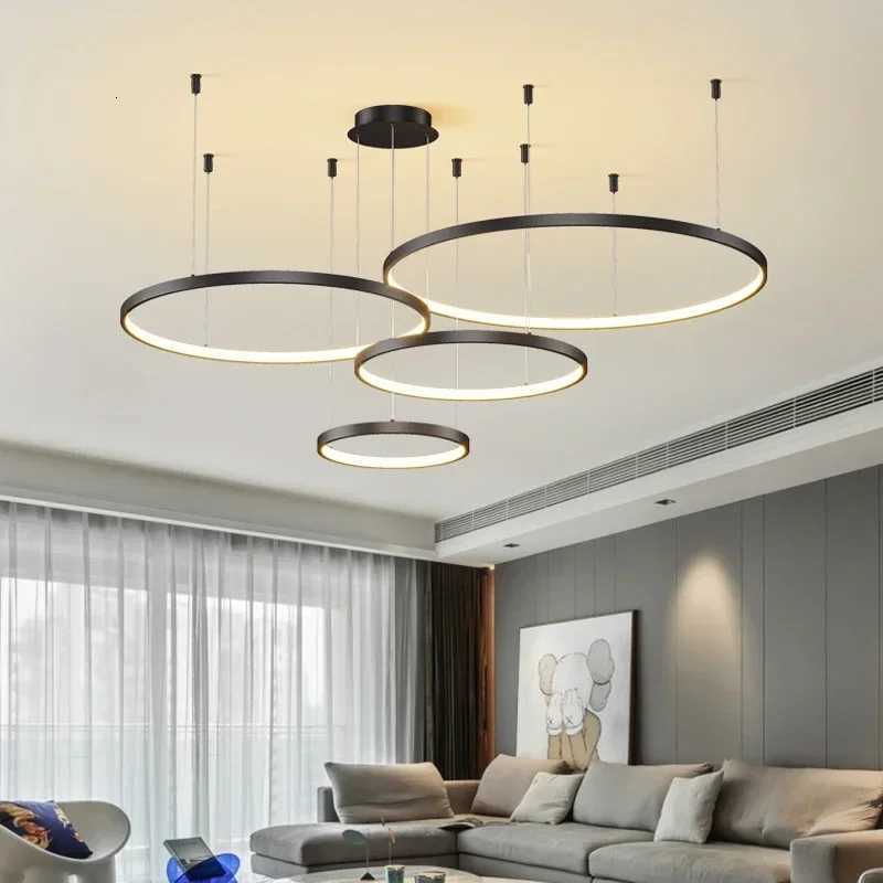 Minimalist Pendant Lights Modern Acrylic Led Restaurant Chandelier Living Room Ring Art Creative Personality Net Red Custom Lamp XJ250725