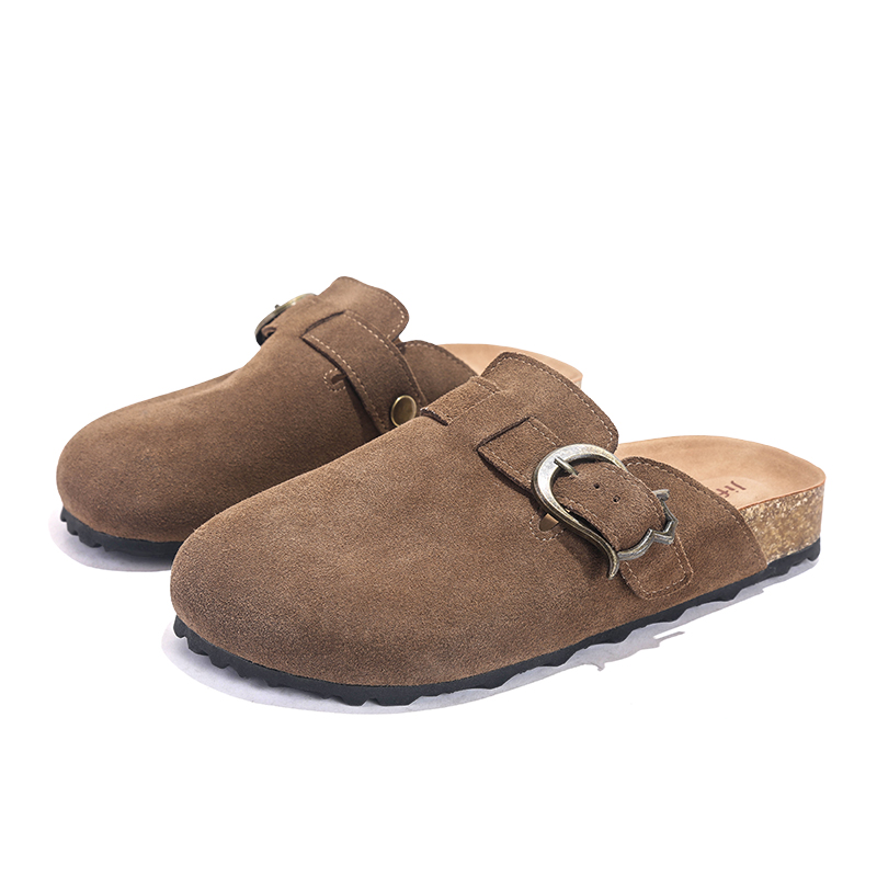 Leather-covered women's shoes for withoutbox Free shipping outside wear, 2025 new lightweight soft sole lazy one-step full cow half-slip-on Birki