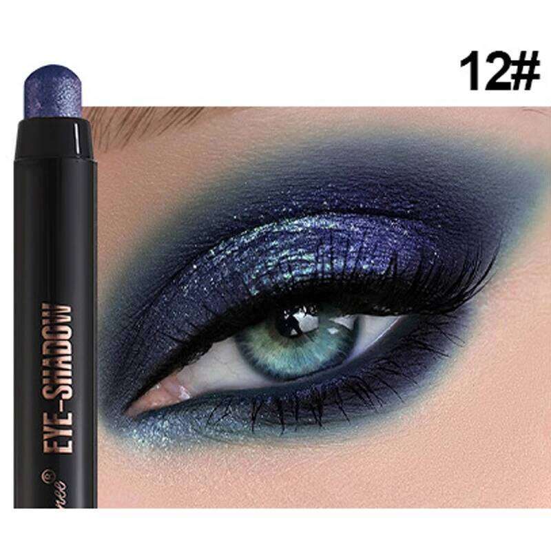 12Color Metallic Pearlescent Eyeshadow Pencil Waterproof Lasting Double Head Glitter Golden Eye Shadow Pen Eyeliner Stick Makeup