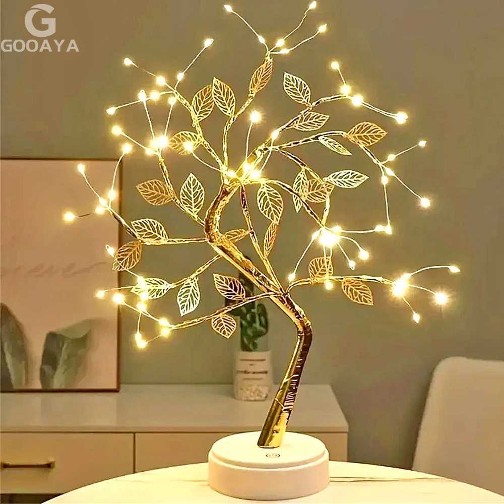 LED Rose Leaf Table Lamp USB Christmas Tree Fairy Light Night Lights Home DIY Party Wedding Bedroom Decoration Mothers Day Gift XJ250725