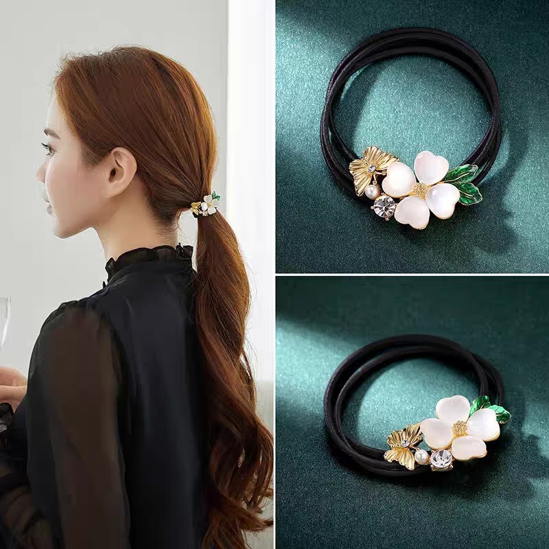 Hair Accessories opal Clover Hair rope Fashion Accessories Gift Women Designer Jewelry Rubber Band Ponytail Hair Rope
