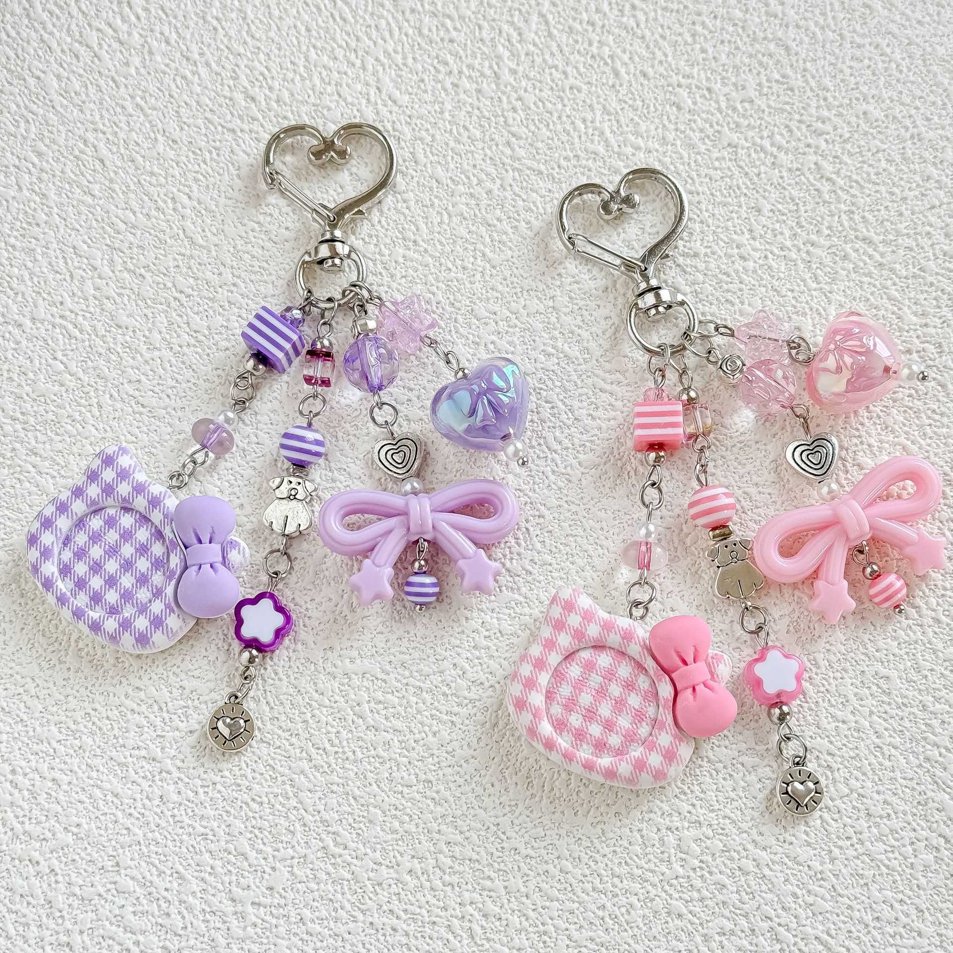 japanese Korean Style Bowknot Beaded Keychain Personality Versatile Hot Girl Subculture Phone Pendant 250715