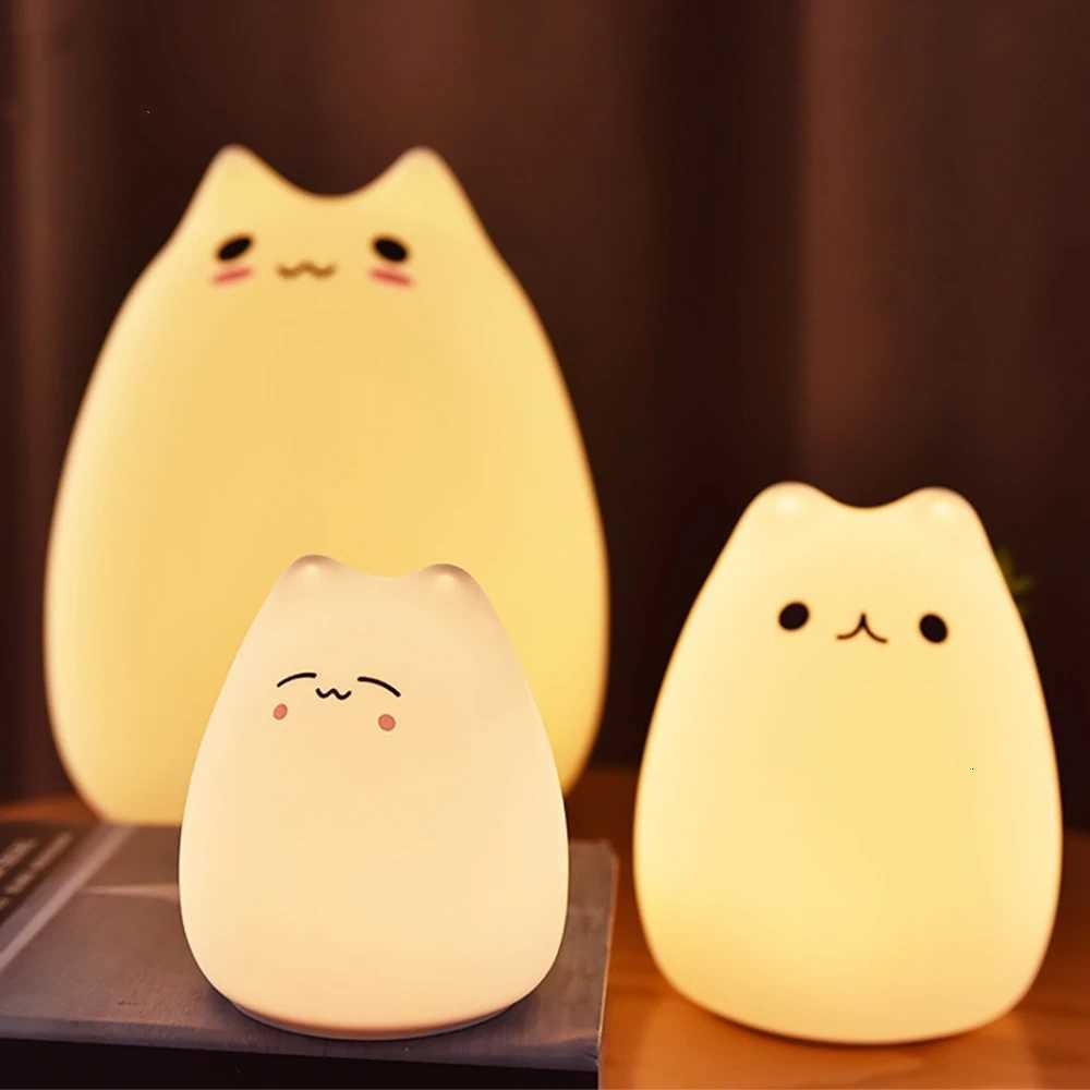 Mini Popular Cat Baby Night Lamp 7-color Pat Touch Color-changing Eye Protection Bedroom Bedside Night Light Gift for Children XJ250725