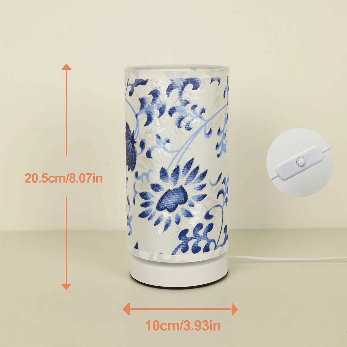 Modern fabric blue and white porcelain desk lamp home warm lighting desk lamp suitable for bedrooms study rooms. XJ250725