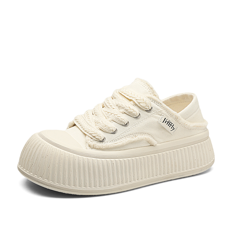 Jifffly White for Women 2025 Summer Breathable New Thick-Soled One-Strap Lazy Half-Slipvas Cookie Shoes