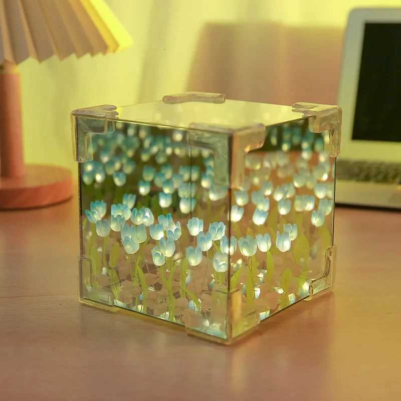 Creative Diy Tulip Flower Sea Cube Three-Dimensional Small Night Lamp Material Package for Girlfriend Couple XJ250725