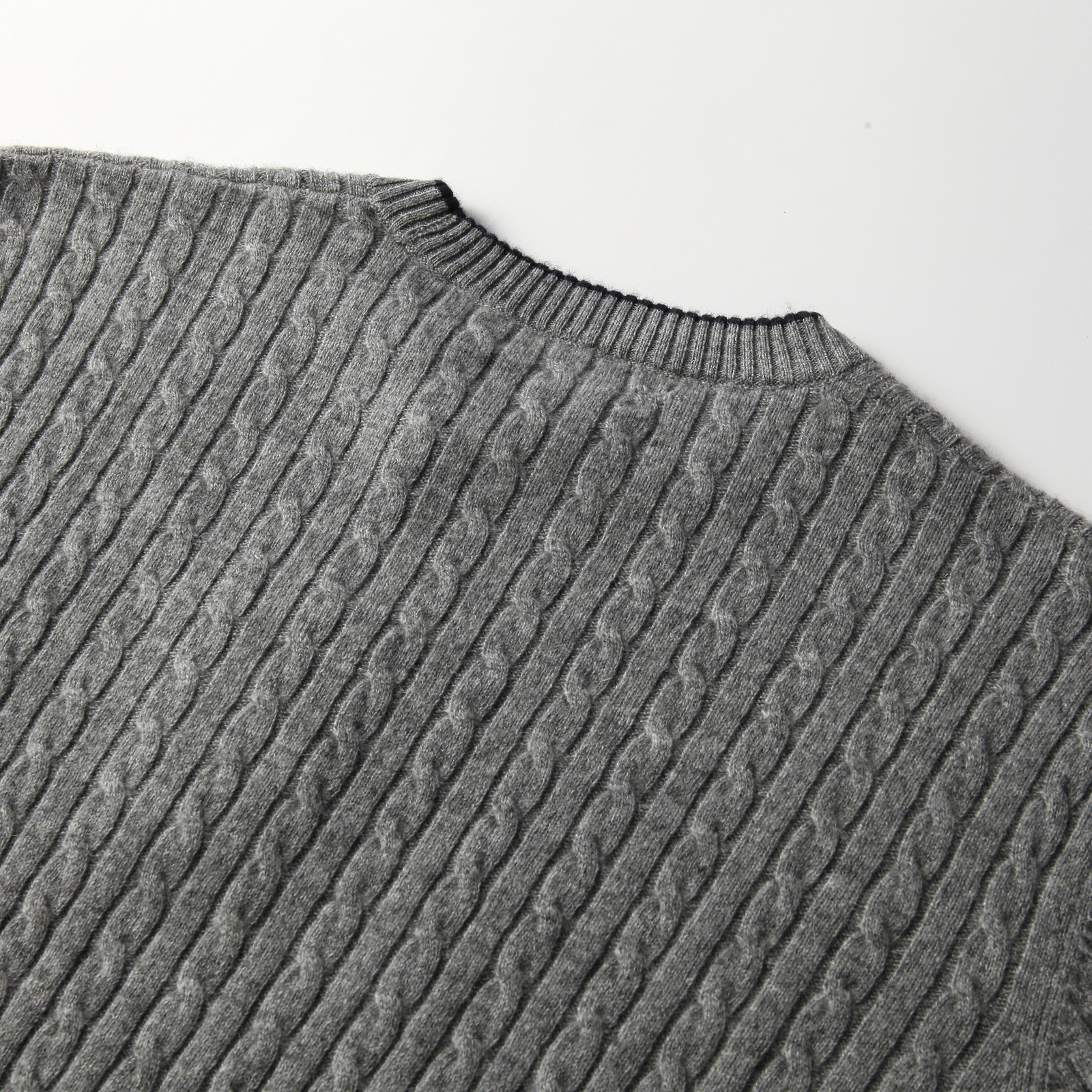 100% Cashmere Crew Neck Sweater Pit Stripe Texture Autumn and Winter Warm Knit Sweater