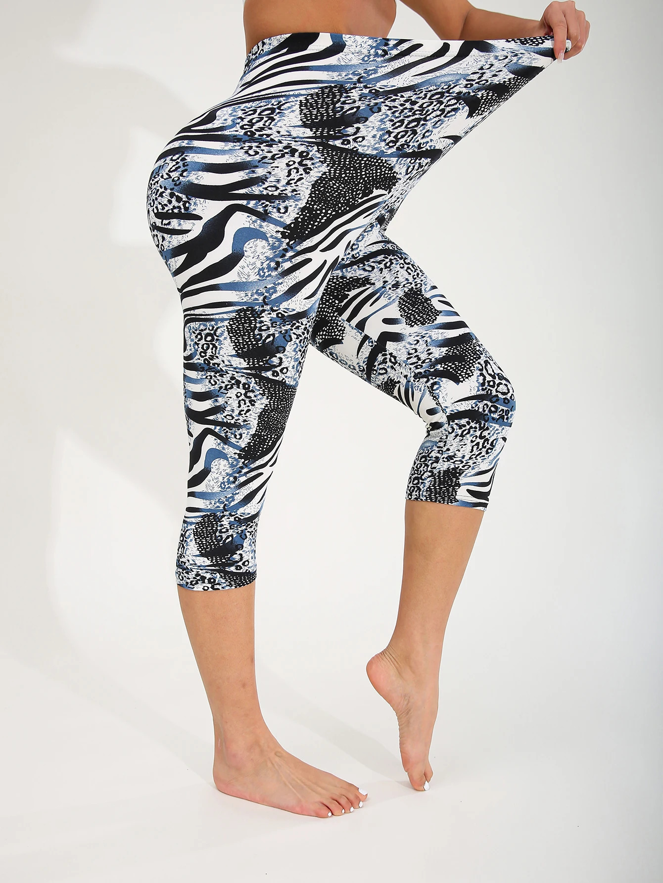 Spring Summer Fashion Casual Ink Leopard Print Womens High Stretch Legging Sports Sexy Yoga Pants Seven Part Slim Pencil 250725