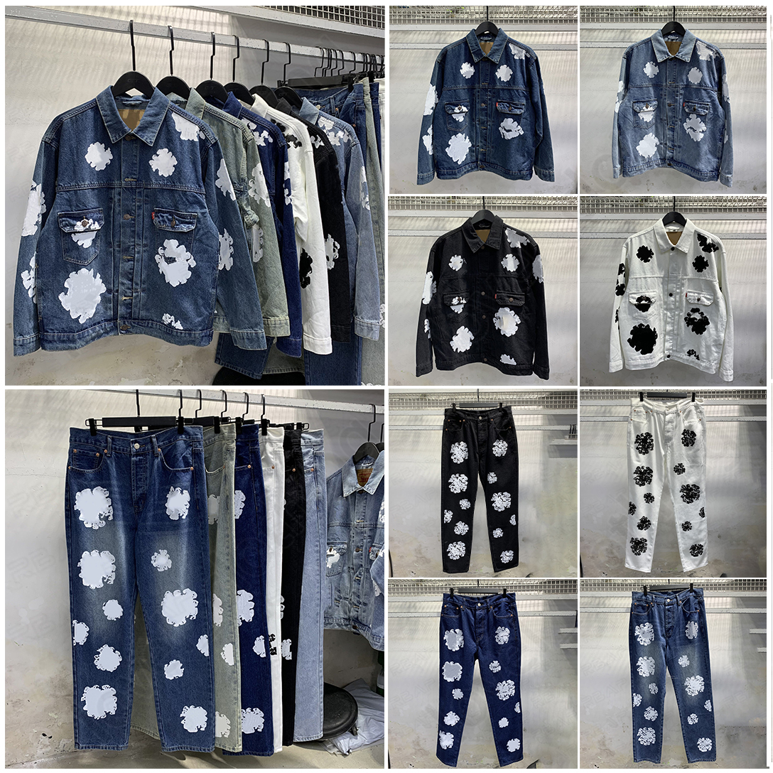 Denim set Designer mens jacket y2k star denim jacket + jeans Fashion jacket Pants streetwear Hip Hop Printing jacket Folower Cotton Wreath Sweatshirt S-xxl
