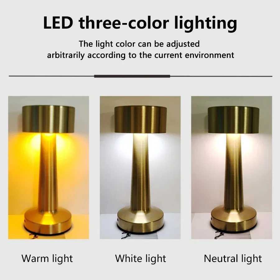 LED Touch Table Lamp Rechargeable Retro Metal Bar Desk Lights For Bedroom Restaurant Coffee Study Desktop Decor Lighting XJ250725