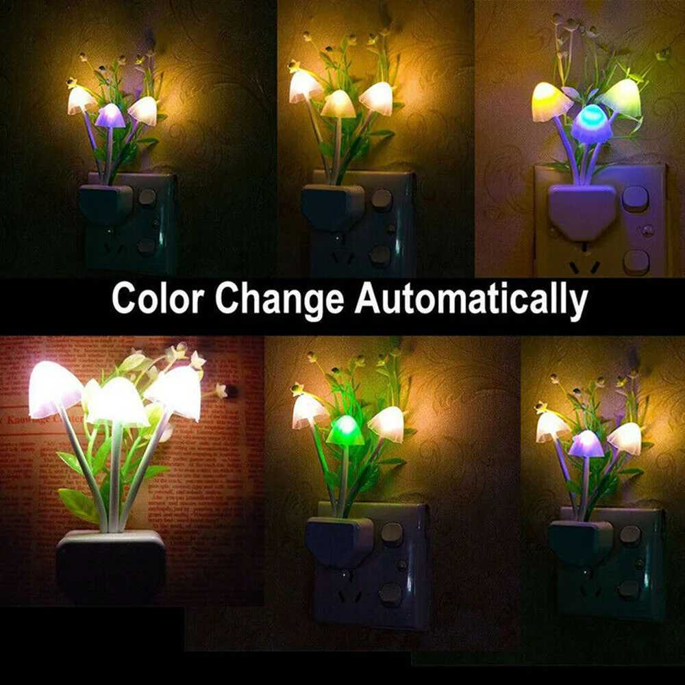 Light Controlled Dream Mushroom sh Color LED Night Light Novelty Night Light EU US Plug Induction Mushroom Night Lamp 220VXJ250725