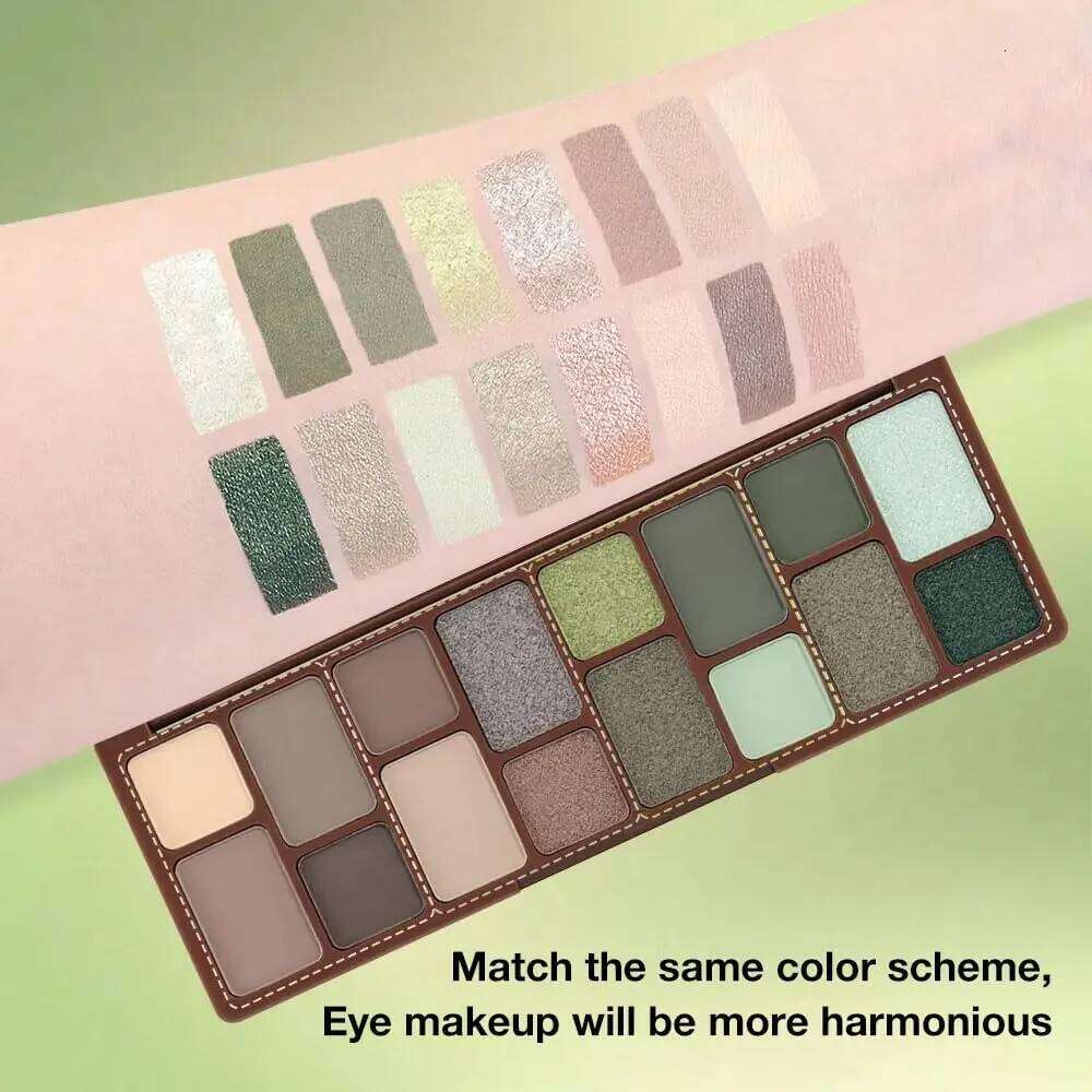 16 Color Green Pearl Palette Waterproof Lasting Dia Shimmer Eyeshadow Sparkling Crystal Eye Makeup Cosmetic
