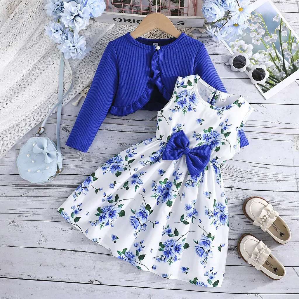 28 Years Old Girl Long Sleeve Coat Floral Princess Dresses Outfit Toddler Infant Clothing Set Fashion Kids Wear 250725