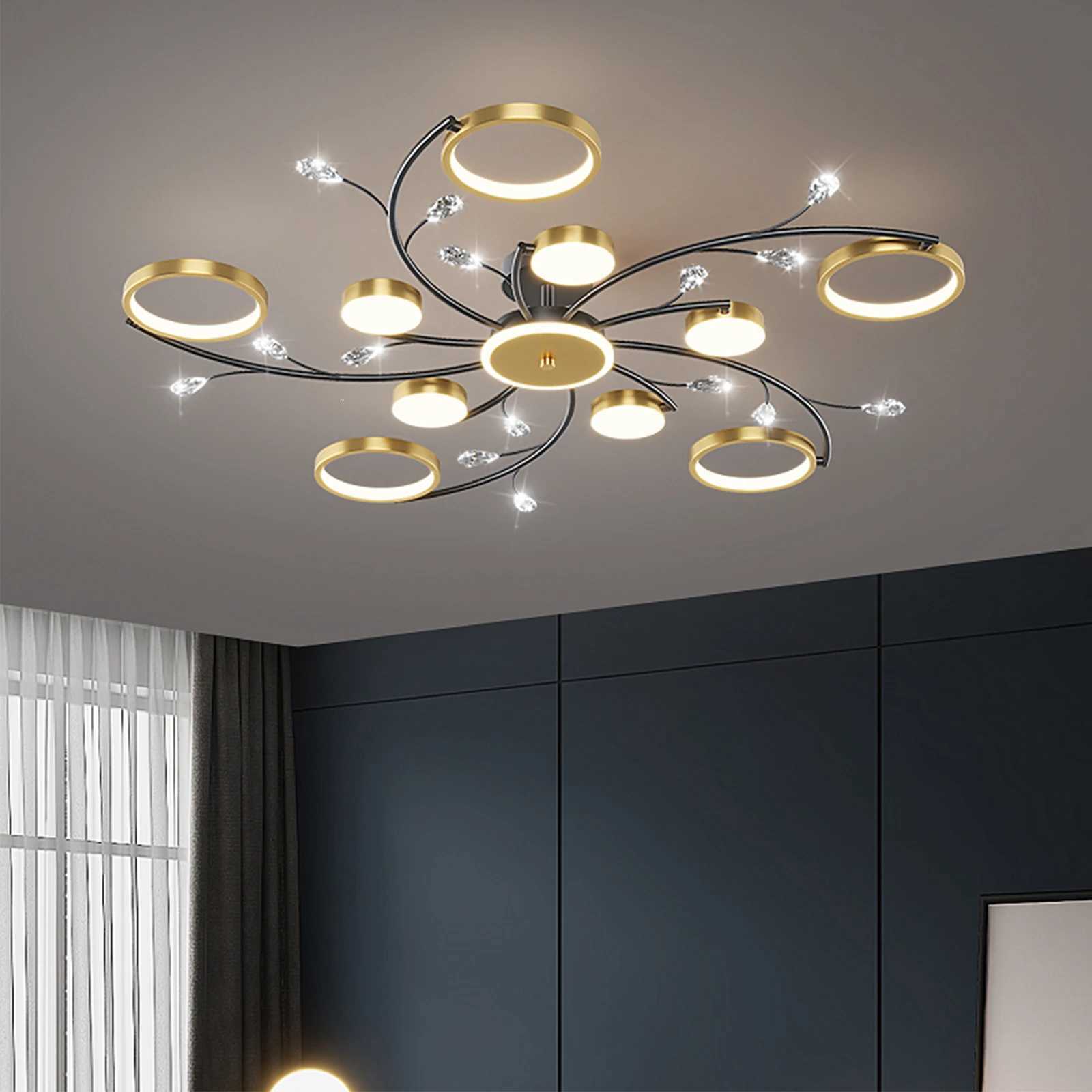 9 Crystal Chandelier Nordic Modern Living Room Dining Room Bedroom Study Ceiling Decorative Light Dimmable A85~265V XJ250725