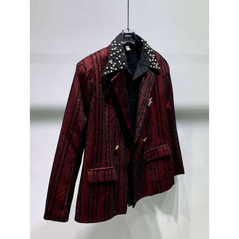 High-End Sequined Blazers Men's 2024 Autumn Embroidery Design Trendy Male Jacket Shoulder Padded Long-Sleeved Suit Jackets