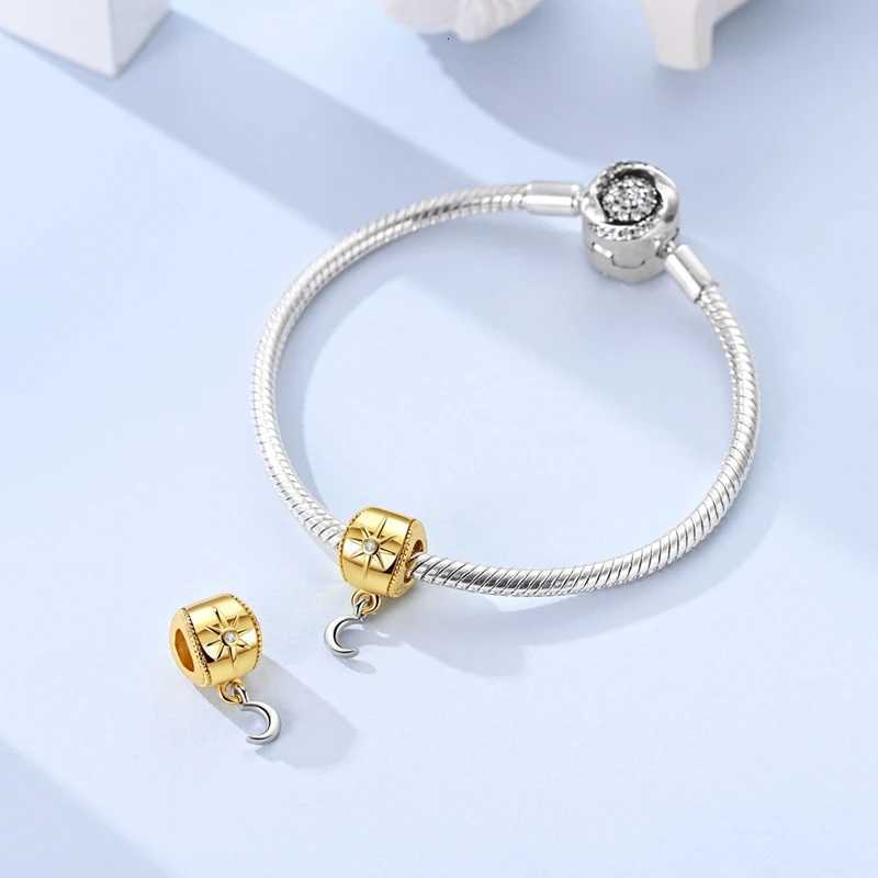 925 Sterling Silver Gold Moon Sun Split Dangle Charm Fit Original Bracelet Divine Eye DIY Necklace Jewelry Accessories XJ250726