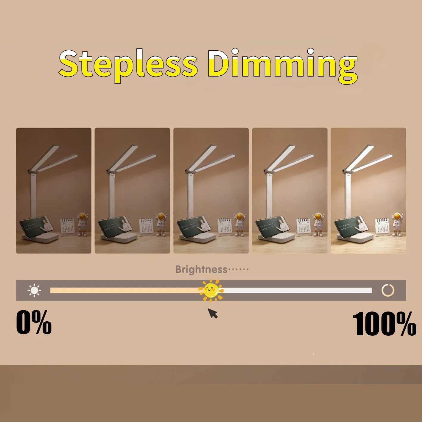 3-Level Dimmable Touch Night Light USB Rechargeable Eye Protection Foldable Table Lamp for Bedroom Bedside Desk XJ250725