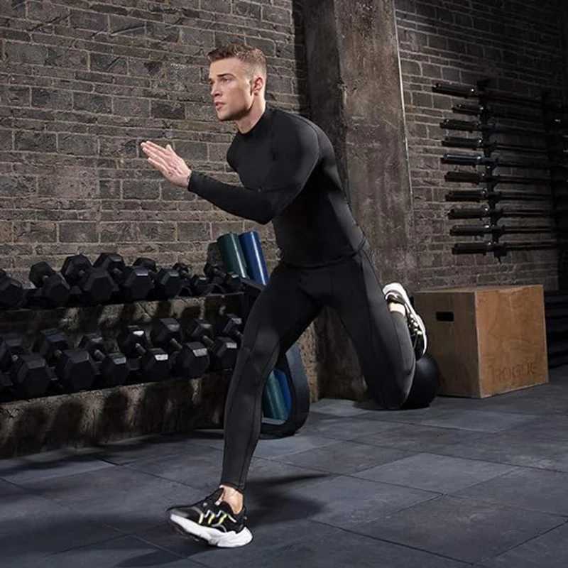 Mens Turtleneck Quick dry Long-Sleeved Compression Long Sleeved Sports Fitness Tight T-shirt Running Casual Spring and Autumn Z250725
