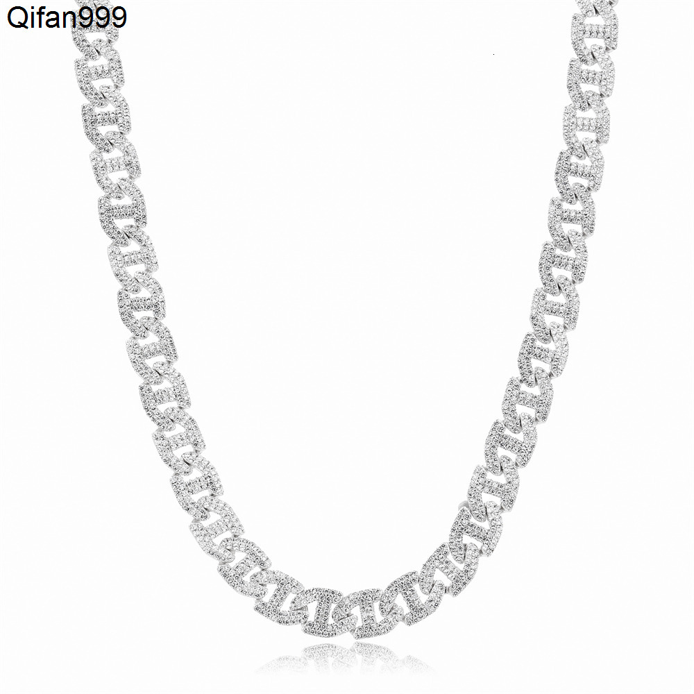 Trendy High Quality 925 Silver Personalized Cuban Necklace Mens Fine Jewelry Light Luxury Zircon Cuban Chain