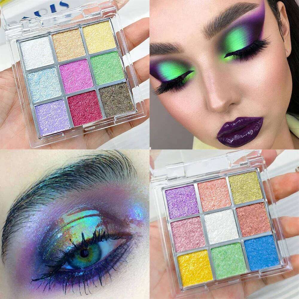 Polarized Color-Change Eyeshadow Makeup Palette Nine colored Fluorescent Metallic Shiny Chameleon Eye Shadow Highgloss Powder
