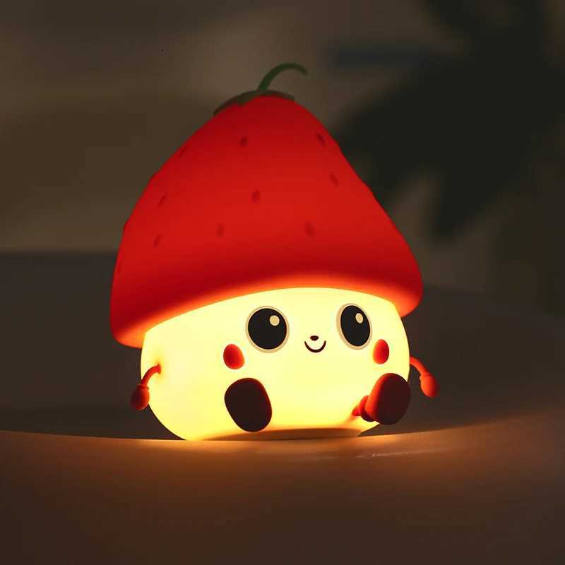 Strawberry Silicone Tap Light Cute Cartoon Lamp Playful Funny Toy Safe Soft Light Pat Control Amazing Gift For Friend Children XJ250725