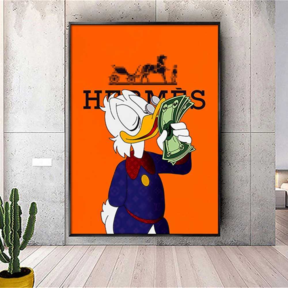 Scrooge McDuck Motivational Poster Modern Luxury Wall Art Canvas Painting Print Pop Pictures for Living Room Home Decor Paintings XJ250726
