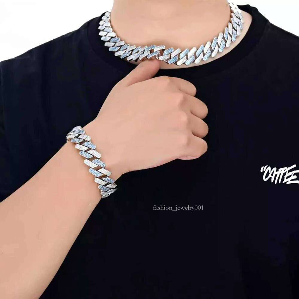 Chain Fine Ice Out Moissanite Sterling Sier Men's Miami Cuban Necklace