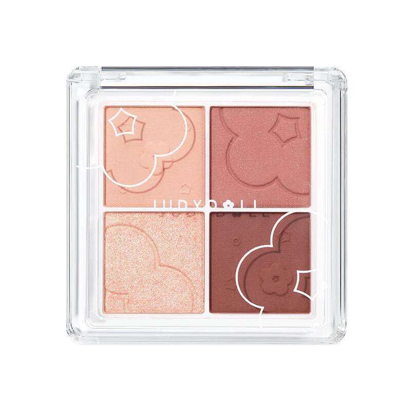 Judydoll Four Eyeshadow Creamy Tea Earthy Matte Colour Make Up Eye Shadow Palette Gliter For Eyes